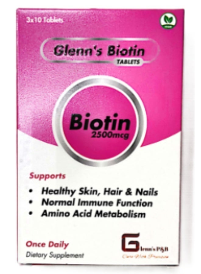 Vegan Glenn’s Biotin Dietary Supplement Tablets – Supports Healthy Hair, Skin & Nails, 30 Tablets - Image 5
